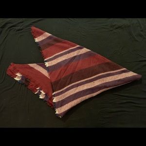 Red stripped triangular blanket scarf